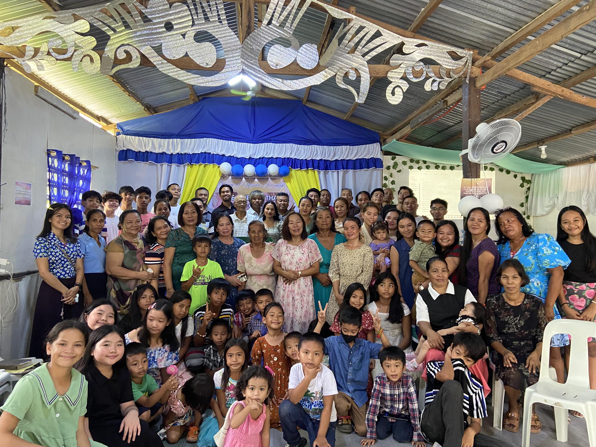 Children and adults gathered in Alejal